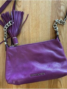 Michael Kors Violet Leather Crossbody with Tassel and Chain Strap